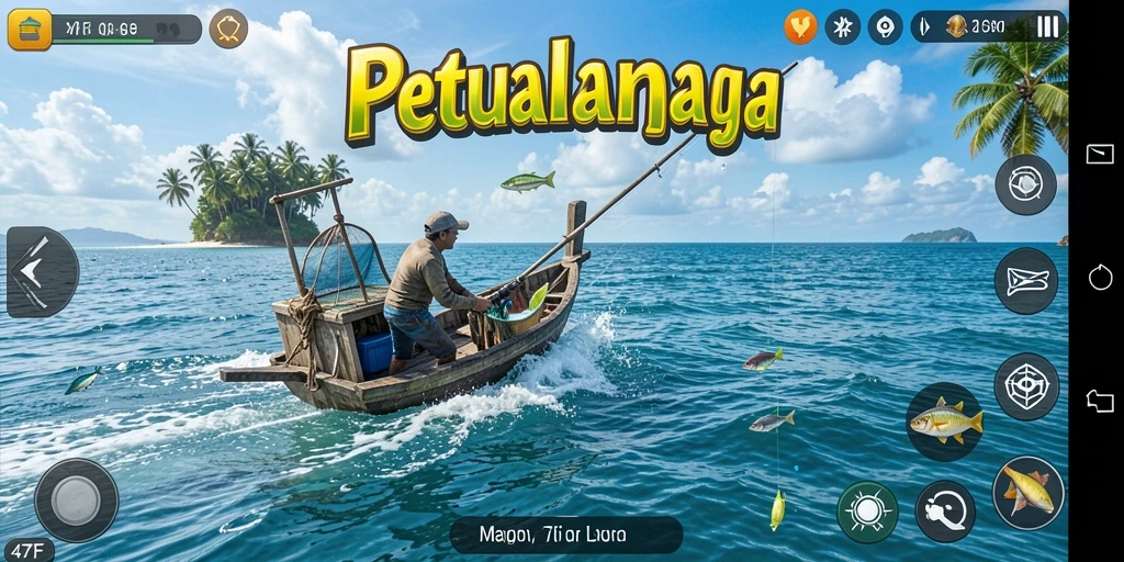 Screenshot gameplay 47F menampilkan aksi memancing yang seru dan mengasyikkan.