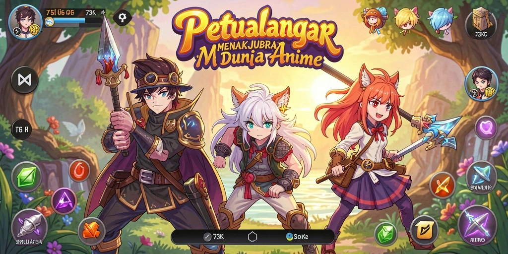 Screenshot gameplay menampilkan karakter anime dalam pertarungan epik.