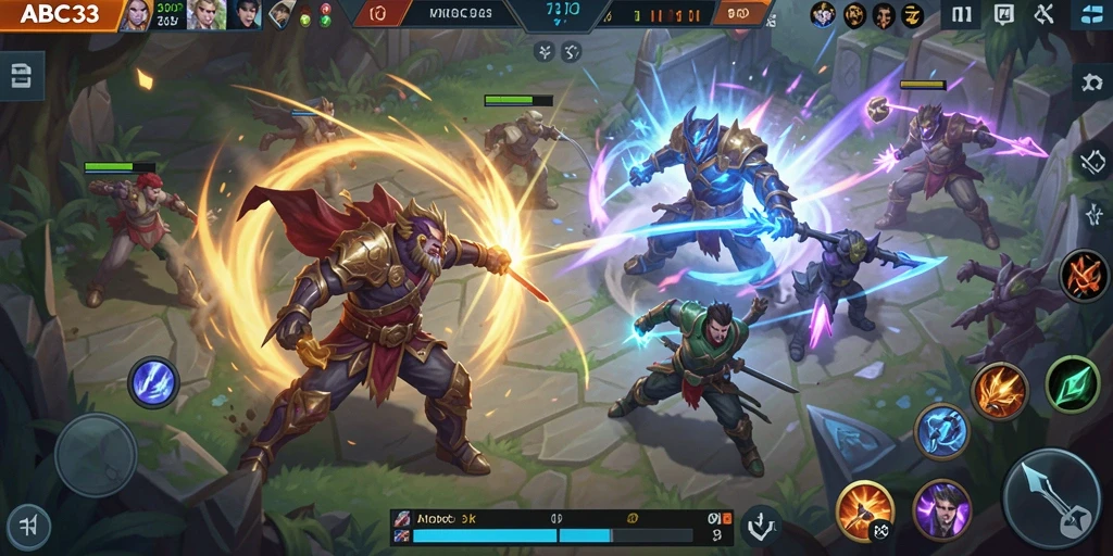 Tampilan gameplay MOBA yang menegangkan dan seru.