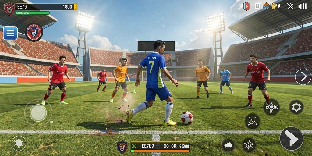 Tampilan screenshot gameplay EE789 dengan aksi olahraga seru.