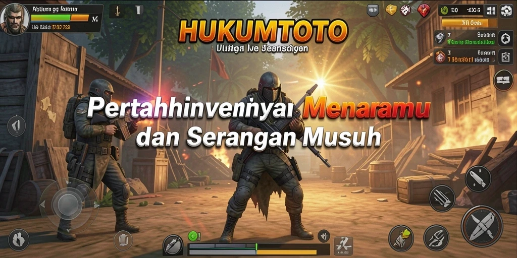Tangkapan layar HUKUMTOTO menunjukkan aksi seru dalam pertahanan menara.