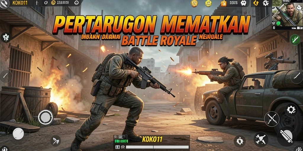 Tangkapan layar gameplay KOKO11 menampilkan aksi menegangkan Battle Royale.