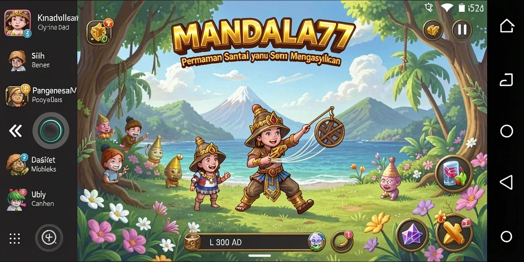 Tampilan gameplay MANDALA77 dengan level yang menantang dan gaya visual menarik.
