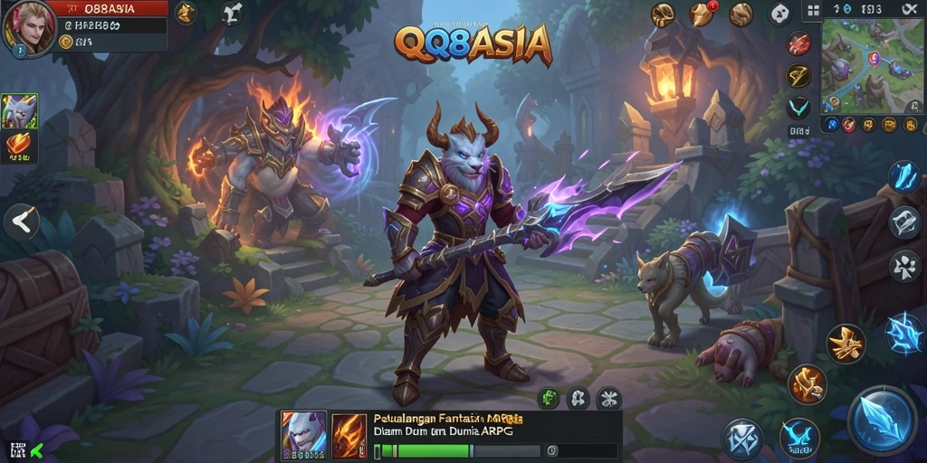 Screenshot gameplay QQ88ASIA yang menampilkan pertarungan epik.