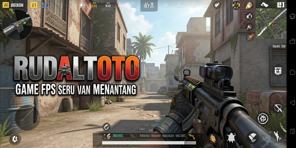 Screenshot utama RUDALTOTO menampilkan aksi gameplay FPS yang intens.