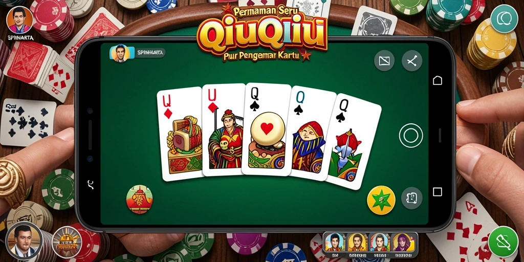 Screenshot gameplay SPINHARTA yang menampilkan keseruan permainan QiuQiu.
