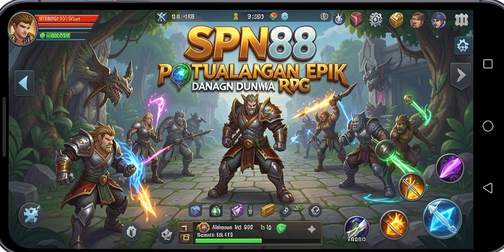 Tangkapan layar menunjukkan aksi seru dalam gameplay RPG SPN88.