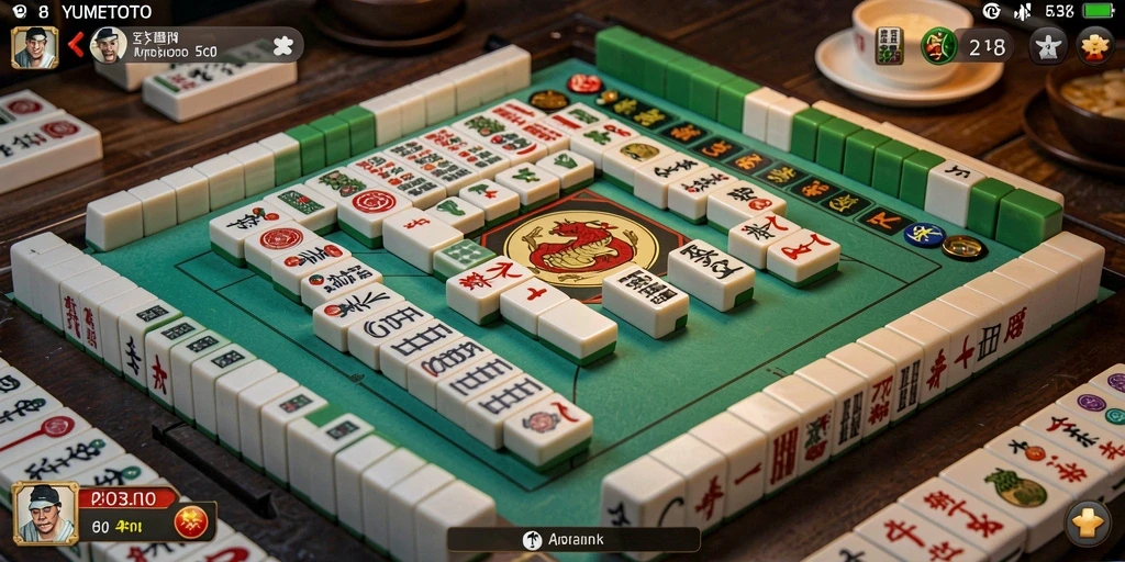 Tampilan menarik dari gameplay Mahjong YUMETOTO yang seru.
